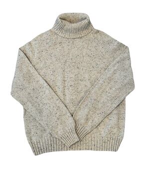 Jeanne Pierre Cream Speckled Turtleneck Sweater XL